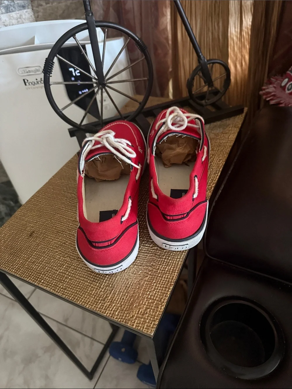 Polo by Ralph Lauren Red Canvas Boat Shoes with White Laces